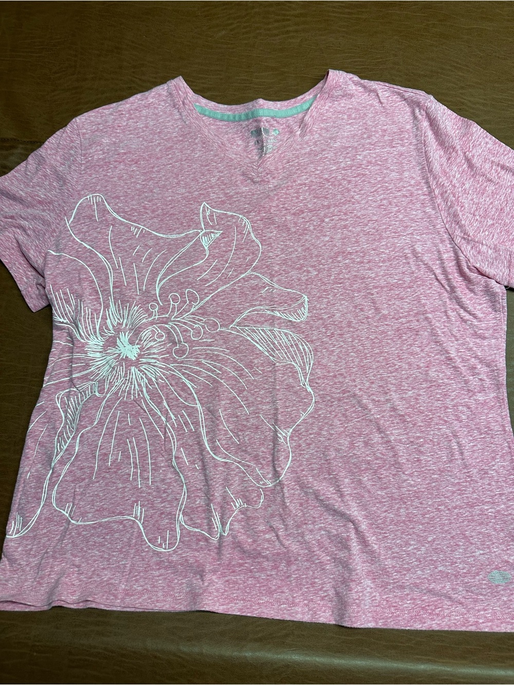 Reel Legends Heather Pink Short-Sleeve Tee with White Floral Graphic